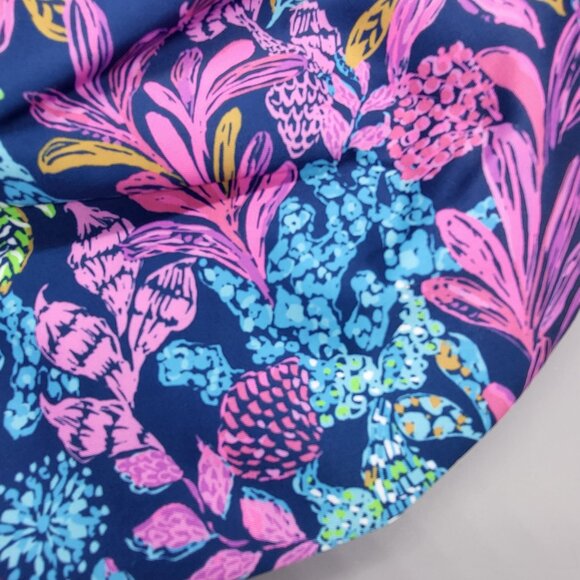 Lilly Pulitzer Aegean Navy Calypso Coast Bamboo Handle Hobo Handbag - Picture 14 of 14